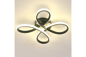 SENQIU Plafoniera LED Soffitto Moderna, 30W 3375LM Lampada da Soffitto, Lampadario Creativo Forma di Fior per Soggiorno, Camera da Letto, Cucina, Bagno, Luce Neutra 4500K, Nero