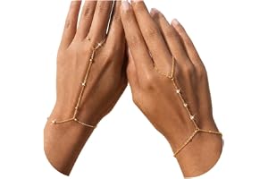 YADOCA Handkedja, damarmband med ring, justerbar fingerkedja | Armband guld/silver handväska vattentät, allergivänlig och flä