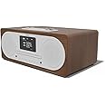 AZATOM Clockwood DAB/DAB+ FM Radio Stereo Hi-Fi Speaker System with Bluetooth, CD Player, MP3 Playback, Colour Display, USB Charger, Equalizer & Remote Control (Walnut)