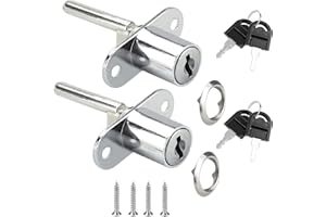 GENERISCH ATB-Foger 2 cerraduras para muebles con llave, cerraduras para cajones, para archivadores, puertas de armario, vitrinas, cajones y armarios, accesorios para cerradura de 16 mm, longitud total de la