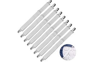 camelize Verstellbare Bettlakenspanner, 8 Stück Verstellbare Elastische Spannbettlakenhalter für die Ecken von Bett, Matratze oder Sofa (weiß)