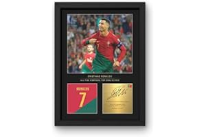 Win FC Cristiano Ronaldo Signed A4 Framed Photo Display - Reproduced Digital Signature - Gift For Portugal Fans