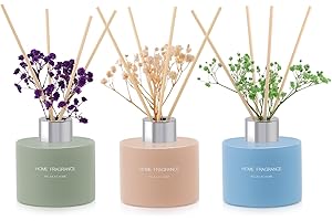 L'ODEUR VILL L 'odeur Vill Difusor con 18 Varillas de Fragancia 4.06oz x 3 Lavanda/Lino/Vainilla de Hogar,para Decoración de Baños y Estanterías,Fragancia Esencial para decoración del hogar.