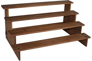 perfk Espositore da banco in Legno Alzata espositore a 4 gradini Alzata per servire a più Livelli Versatile Supporto per Cupcake Scala per Figure Bottiglie, 40x24x19 cm