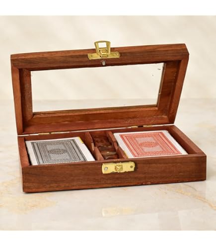 SCATOLA da GIOCO VINTAGE LEGNO BAMBOO PORTA CARTE FICHES DADI VINTAGE ANNI '50