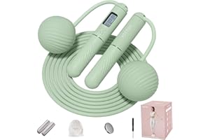 YOTTOY Skipping Ropes for Adults -Cordless Counter Jump Rope with Large Cordless Ball-Weighted Jump Rope for Women with LCD Display