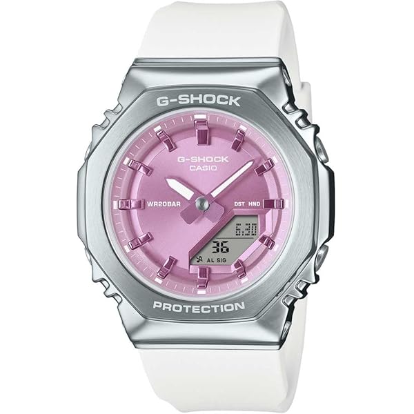 Casio G-Shock Watch - GM-S2100WS-7ADR Pink Dial, White Band