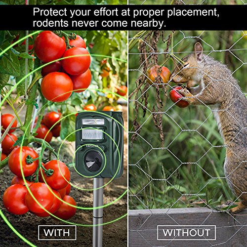 BESTVA Solar Katzenschreck wasserdichte Ultraschall Abwehr mit LED Blinklicht aufladbarer Tiervertreiber Hundeschreck Marderschreck Waschbärvertreiber mit Erdspieß im Garten und in der Garage - 7