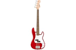 Squier by Fender Mini Precision Bass – Basso Elettrico Compatto, Dakota Red, con Pickup Split-Coil Alnico e Lezioni Gratuite su Fender Play