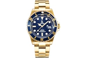 Alienwork IK Reloj Hombre Mujer Calendario Correa de Metal