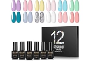 ROSALIND Esmaltes Semipermanentes de Uñas en Gel UV LED, 12pcs kit de Esmalte de Uñas Pintauñas 7ml (002)