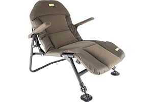 Faith Lounge Chair S - Karpstol med fleecefoder - Ultimat fiskekomfort - Låga sittplatser - Armstöd - Metallram - Justerbara