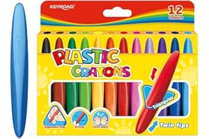 KeyRoad Kredki świecowe/Twin Tips/trójkątne - 12 sztuk/mieszane kolory, wygodny uchwyt na dłonie, pisak dla małych dzieci i dzieci, bezpieczny i nietoksyczny/bezpieczny dla dzieci, KR971802