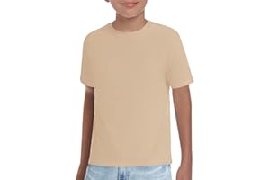 Haloumoning Boys T-Shirts Kids Short Sleeve Crewneck Solid Basic Tees Casual Tops 5-14 Years