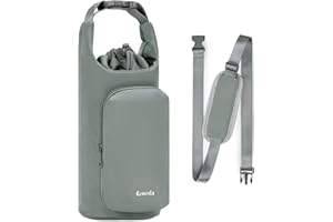 Ceneda Water Bottle Carrier Bag with Phone Pocket 32oz 40oz Tumbler Insulated Water Bottle Holder with Adjustable Shoulder Strap Carrier Sling Bag (Grey)