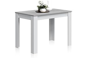 Habitdesign – Mesa Auxiliar Fija, Mesa para Comedor o Cocina, hasta 4 Comensales, Color Blanco Artik y Gris Cemento, 108,5x67x78 cm - Modelo Cloe
