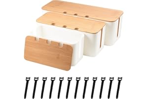 Holtrae Scatola Porta Cavi 3 Pezzi Scatola Nascondi Cavi Coperchio in Legno Perforato Grande Media Piccola per Nascondere Prese e Cavi Ciabatte Elettriche Cavi Organizza il Cablaggio del Computer