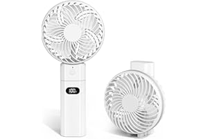 Jonwall USB Ventilador, Recargable 5200mAh Funciona con Pilas Mini Ventilador de Escritorio Portátil con Función de Banco de Energía, 5 Velocidades Ventilador de Escritorio Plegable Personal Blanco