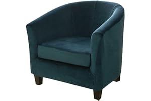 MINGPINHUIUS Tub Chair Cover 2 Piece Set - Upgraded 2 IN 1 Design Removable High Stretch Soft Velvet Sofa Couch Arm Bucket Chairs Armchair Seat Covers with Cushion Cover for Dining Living Room Office Reception