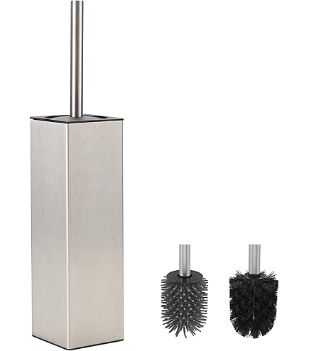 Scovolino WC Con Portascopino - Acciaio Inox, 2 Testine, Design Moderno E Igienico - Foto 4