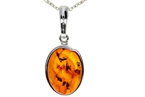 SILVERAMBER JEWELLERY Genuine Baltic Amber & Sterling Silver Classic Pendant without Chain - AX203