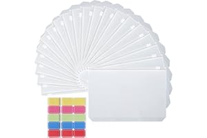 IOPHI A5 Binder Taschen, 20 Stück 6-löcher Geldumschläge mit 2 Etikettenaufkleber, PVC Budgetplaner Zubehör, Wasserdicht Geld Umschlag mit Reißverschluss，für Ordner und Ringbuch Notizbücher