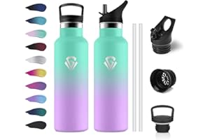 KOLLYKOLLA Botella Niños 500ml, Botella Termo de Acero Inoxidable con Doble Pared, Cantimplora sin BPA, a Prueba de Fugas, Cantimplora Reutilizable para Niños y Adultos, Deporte, Escuela, Deporte, Yoga