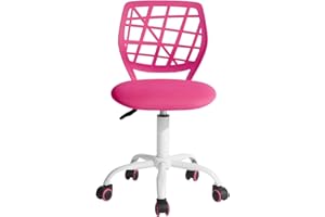 FurnitureR Sedia da ufficio Sedia da scrivania regolabile in altezza girevole in tessuto, sedia da lavoro ergonomica senza bracciolo, rosa
