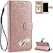 Price comparison product image iPhone 7 Phone Case Shockproof, FBNK iPhone 8 Case Rose Gold Leather Wallet Love Pattern Flip Folio Glitter Sparkle Bling Designer Shockproof Card Holder Outdoor Protection Case for Women