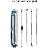 Siyah Nokta Temizleme Aleti Sivilce Akne Siyah Nokta Temizleyici 4'l&uuml; Set Komedon Paslanmaz &Ccedil;elik