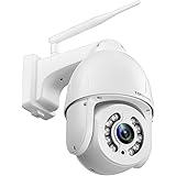Topodome Telecamera WiFi Esterna senza fili, PTZ IP Dome Telecamera di Sorveglianza, 5 X Zoom Ottico, Visione Notturna con Lu
