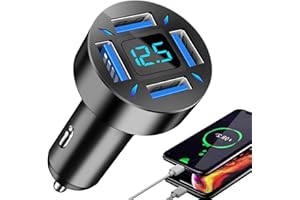 Maodom Chargeur Voiture 66 W 4 Ports Charge USB Type C Prise Allume-Cigare – Charge Plusieurs appareils en même Temps