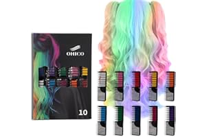 GNHG Gessetti Colorati per Capelli 10 Colori,10pcs Colori Capelli Bambini Lavabili Pettinino Temporaneo Capelli Gesso Non Tossico