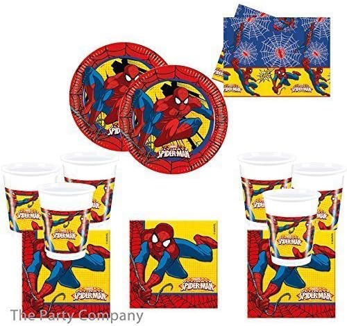 Spiderman Essential Party Kit for 16, Plates, Cups, Napkins, Tablecover!!
