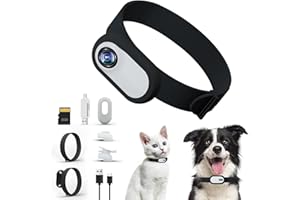 ZJRUI Cámara para collar de gato con tarjeta SD de 128 GB, cámara HD 1080P para collar de perro, cámara de acción al aire libre con grabaciones de video, mini cámara corporal inalámbrica para