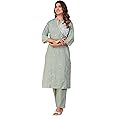 FABNEX Cotton Blend Kurta Set for Women|Women Embroidered Kurta Set|Women Kurta Pant Set (K-34-38)