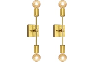 ABEIADY Lampada da Parete Vintage in Oro Applique da Parete Retrò Base 10CM Applique Parete Interno in Metallo Lampade da Muro Industriale E27 Lampada Parete 2 Luci Design, per Corridoi/Sopra Gli Specchi