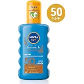 NIVEA SUN SPF50 Koruma Ve Bronzluk G&uuml;neş Spreyi 200ml, Doğal Bronzluk, Suya Dayanıklı,Melanin