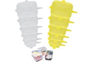SJBAUTYO 12 Pezzi Coperchi In Silicone Estensibile,Silicone Alimenti Coperchio,Coperchio universale Silicone, per Vari Contenitori, Piatti, Scodelle,Tazza