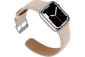 Anlinser Lederband Kompatibel mit Apple Watch Armband 45mm 44mm 42mm 41mm 40mm 38mm, Ersatzbänder für Damen Herren Kompatibel mit iWatch Ultra 2 Serie 9 8 7 6 5 4 3 SE(41mm/40mm/38mm, Polarstern)