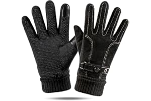 YULOONG Herrenhandschuhe Winter Touchscreen Texting Driving Dickes Wildleder Lederhandschuhe Fleece Futter