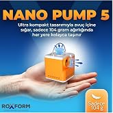 Roxform Nano Pump 5 Taşınabilir Mini Hava Pompası, 2400 mAh Batarya, Type-C Şarj, 3 Kademeli Aydınlatma, 6 Aparatlı