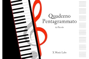 Quaderno Pentagrammato A5 Piccolo: Quaderno di Musica con 110 pagine numerate e 8 pentagrammi per pagina | Copertina Pianola Musicale