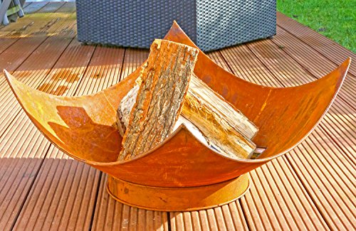 Feuer-Schale Pflanz-Schale Terrassen-Ofen Edelrost Designer rusty Garten-Kamin Feuer-Korb Feuer-Stelle 60cm Grill-Feuer - 2