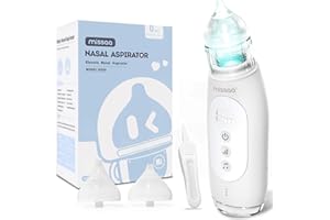 ‎MISSAA MISSAA nasensauger baby elektrisch, nasensauger baby staubsauger für Neugeborene Kleinkinder mit 3 Saugstarken, Selbstreinigend baby nasensauger neugeborene mit Pause, Musik, Licht (White)