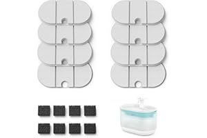 PETLIBRO Capsule Cat Water Fountain Filter, Quadruple Filtration System, 8 Packs, White