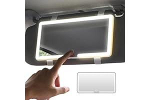 TTXSDYD Car Mirror Sun Visor Mirror, Car Vanity Mirror LED Cosmetic Mirror with 3 Light Modes & 60 LEDs, LED Car Light Up Mirror, Dimmable Touch Control, Rechargeable Car Makeup Mirror for Women