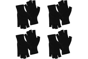 PSYQTSUARY Fingerless Gloves 4 Pairs Fingerless Gloves Unisex Cotton Knitted Gloves Without Fingers Black Gloves Fingerless Warm Winter Fingerless Gloves Men Women for Typing Work Driving, black