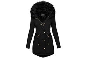 KALORYWEE SUMMER Womens Winter Coats Thick Fleece Lined Warm Hooded Parka Jackets Zip Up Outerwear With Fuffly Hood Plus Size S-5XL KaloryWee