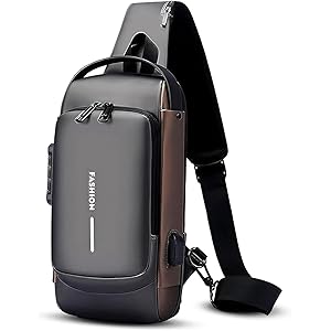FLYNGO Sling Bag for Men Stylish Crossbody Backpack for Men & Women, Anti-Theft Chest Bag with USB Charging Port, Messenger Bags, Casual Shoulder Bag